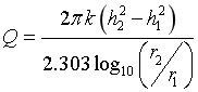 formula for calculation of discharge for Confined Aquifer