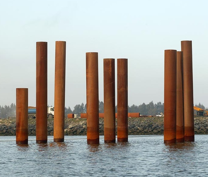 Steel Piles in a River