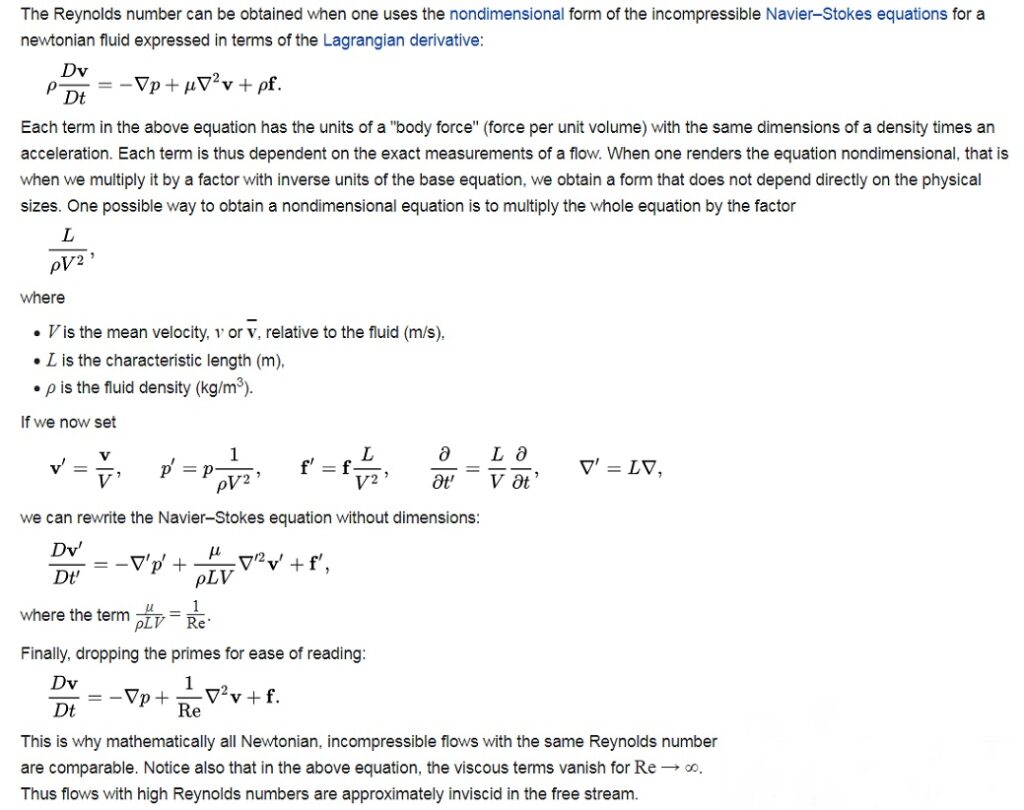 Derivation of Rynolds Number