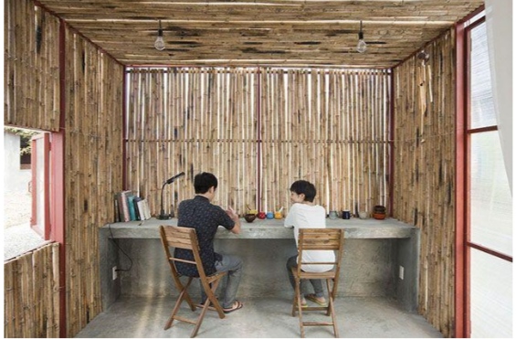 Bamboo Office Bench Walls