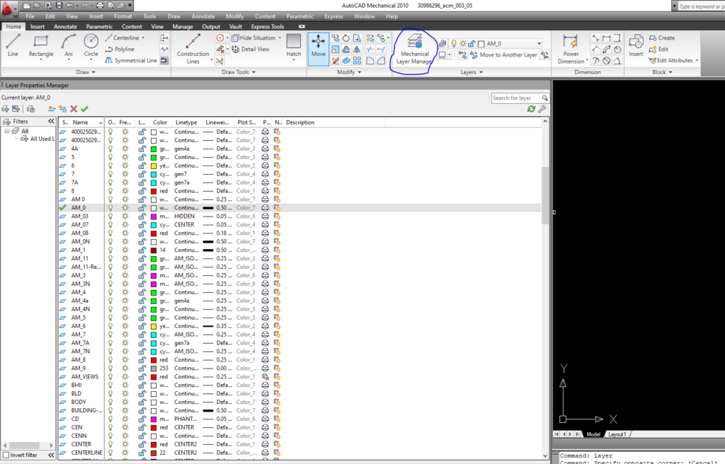 Layer Property Manager in AutoCad