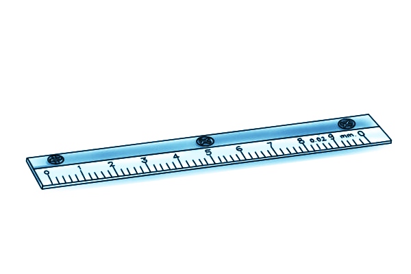 The ruler side of vernier calipers