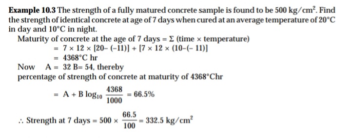 Strength of concrete at 7 days maturity period 