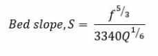 Formula to calculate bed slope of a canal