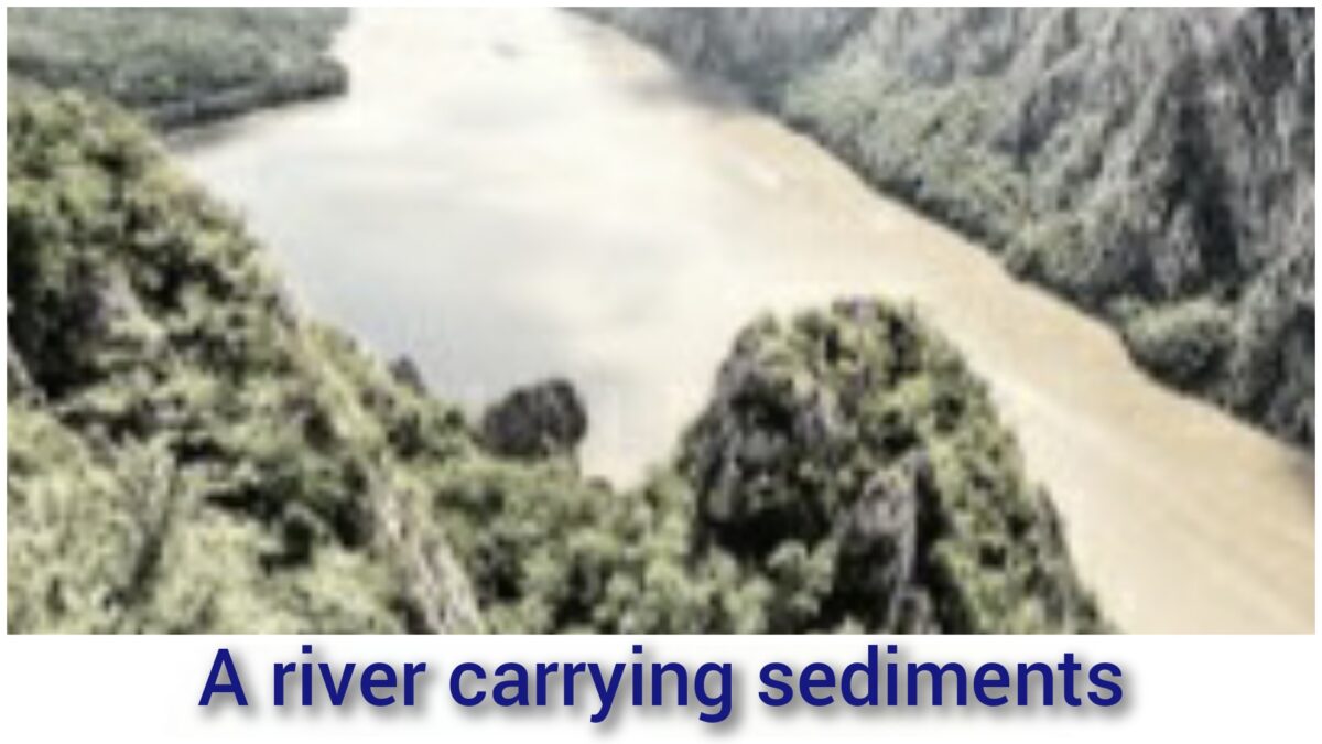 A river carrying sediments 