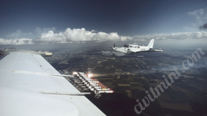 Aircrafts dispersing chemicals in the atmosphere